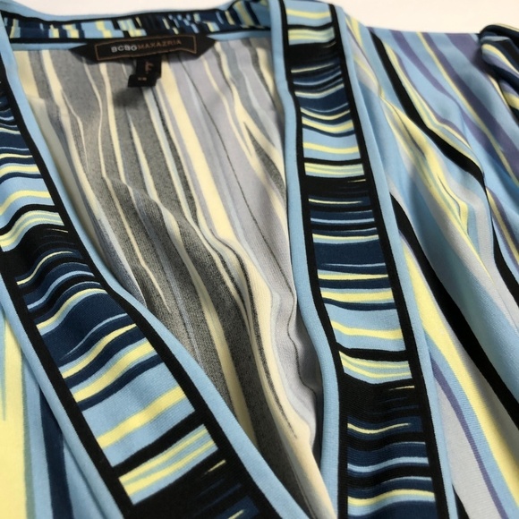 BCBGMaxAzria Blue Stripe Wrap Dress XS EUC - Picture 5 of 8
